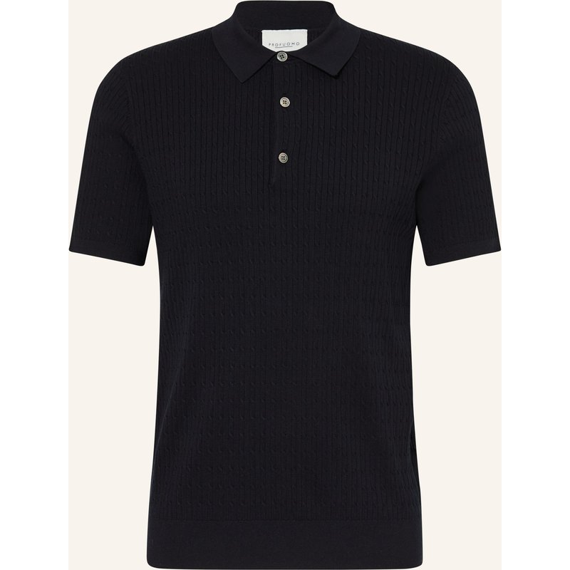 Profuomo Strick-Poloshirt blau