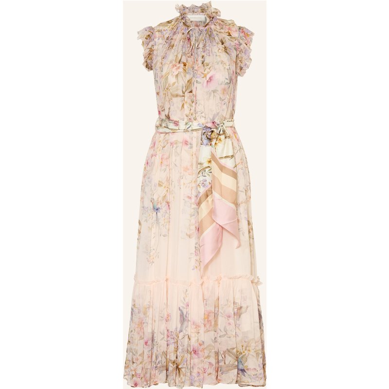 Zimmermann Kleid Rebellion Mit Rüschen Und Plissees beige
