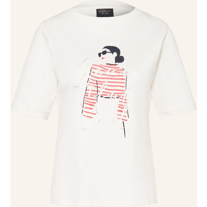 S.Oliver Black Label T-Shirt Mit Schmucksteinen weiss