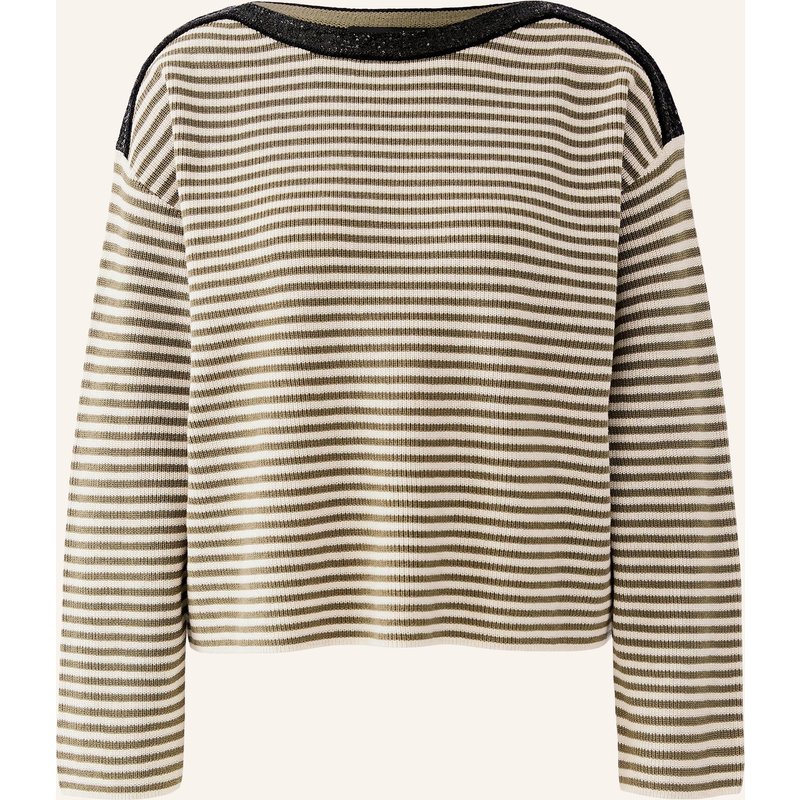 Oui Pullover Mit Pailletten gruen