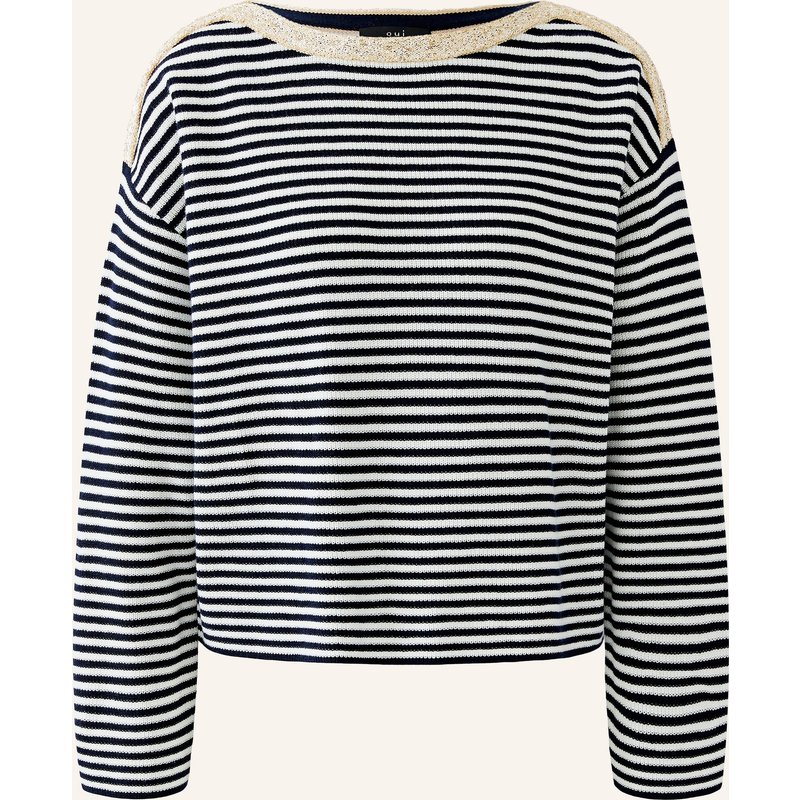 Oui Pullover Mit Pailletten blau