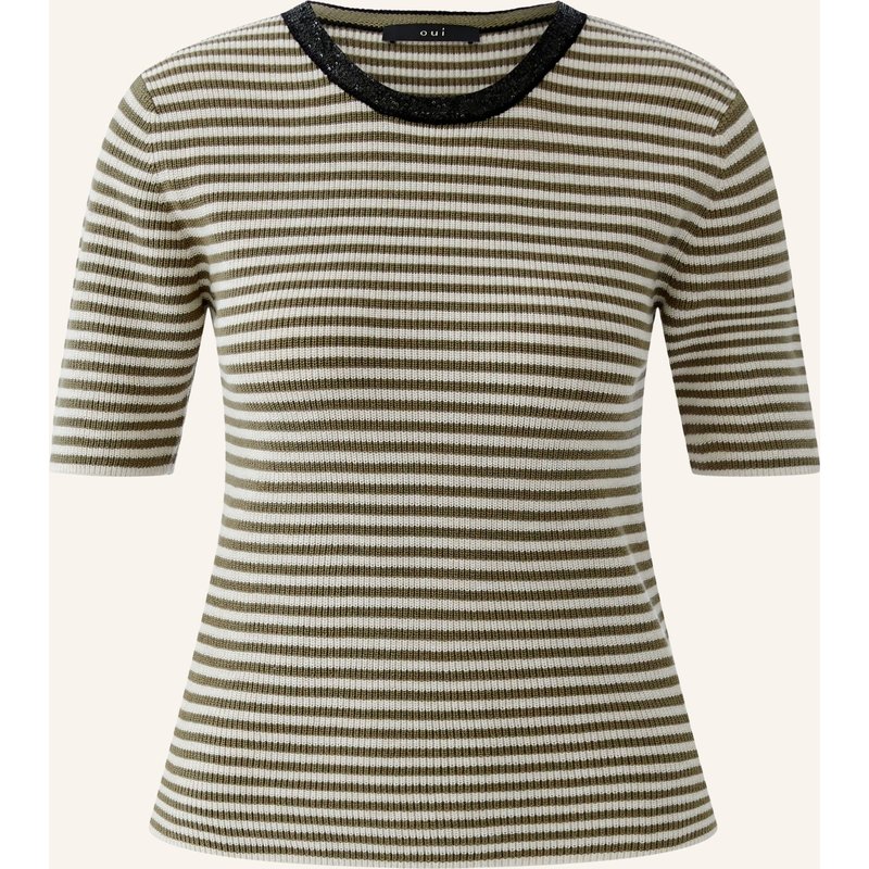 Oui Strickshirt Mit Pailletten gruen