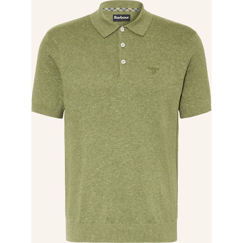 Barbour Strick-Poloshirt Muston Mit Leinen gruen