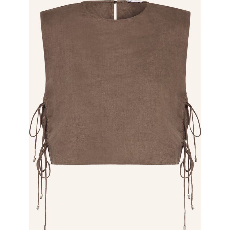 Mrs & Hugs Cropped-Shirt Aus Leinen beige