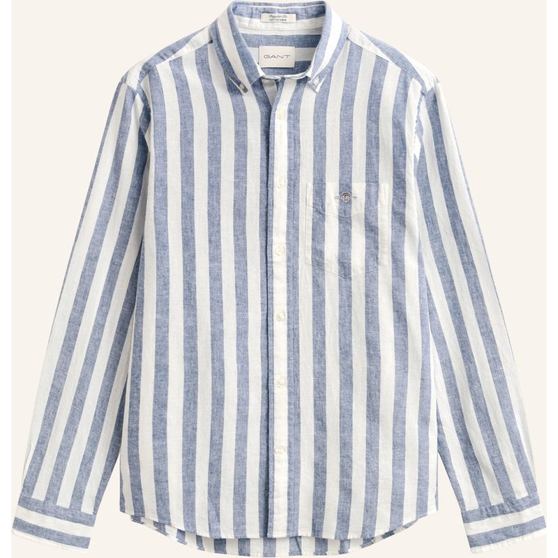 Gant Hemd Regular Fit Mit Leinen blau