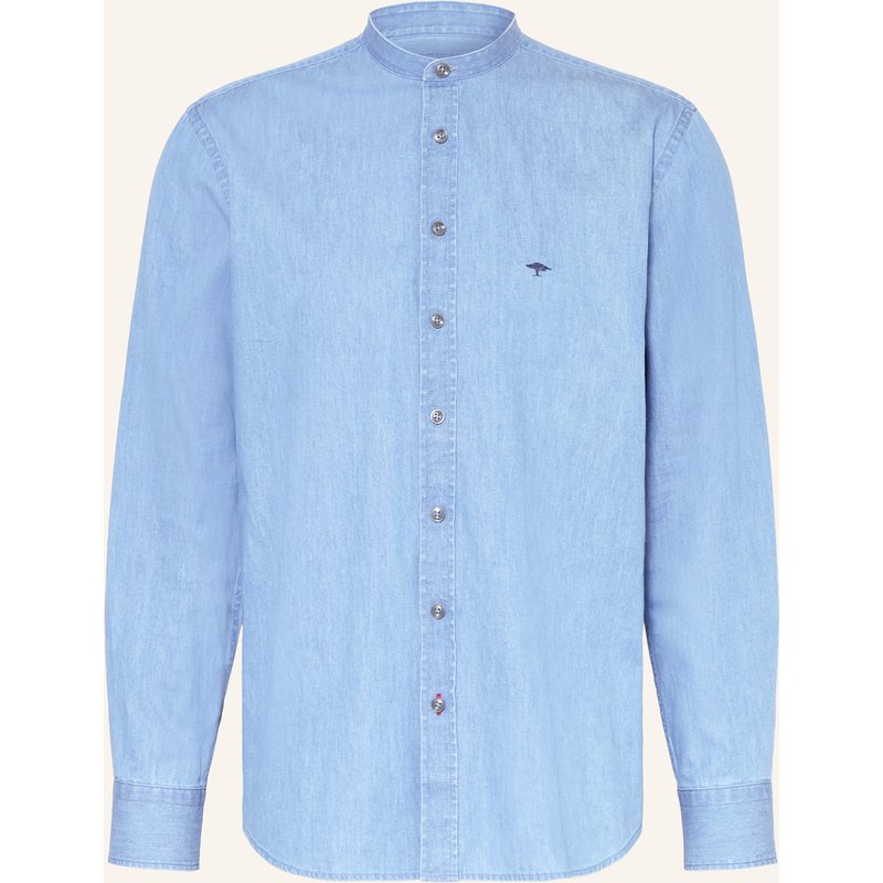 Fynch-Hatton Jeanshemd Regular Fit Mit Stehkragen blau