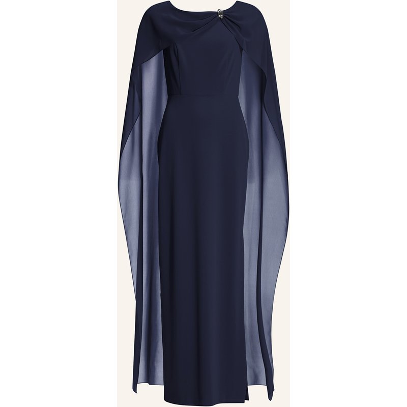 Swing Abendkleid Im Materialmix blau