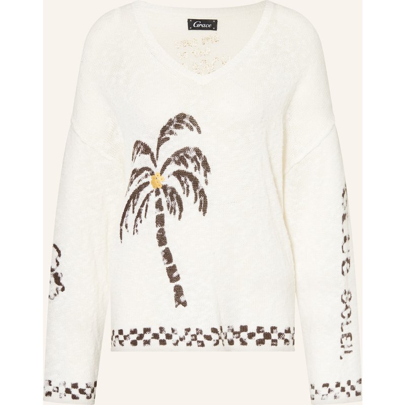Grace Pullover Mit Leinen weiss