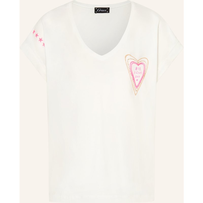 Grace T-Shirt Mit Schmuckperlen weiss
