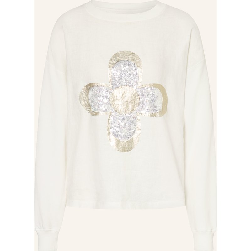 Grace Sweatshirt Mit Leinen Und Pailletten weiss