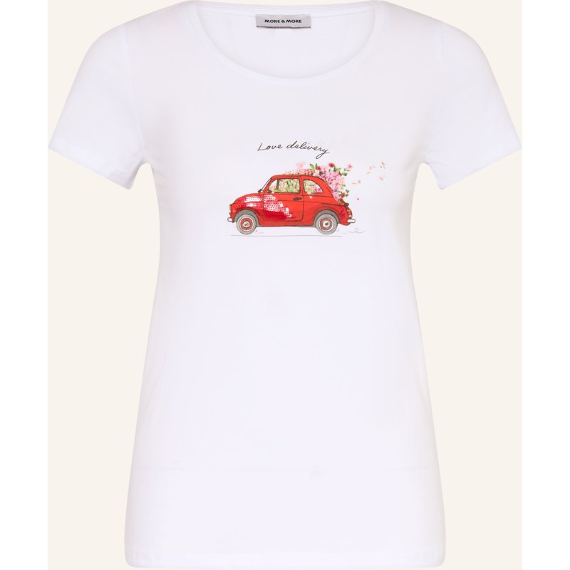 More & More T-Shirt Mit Pailletten weiss