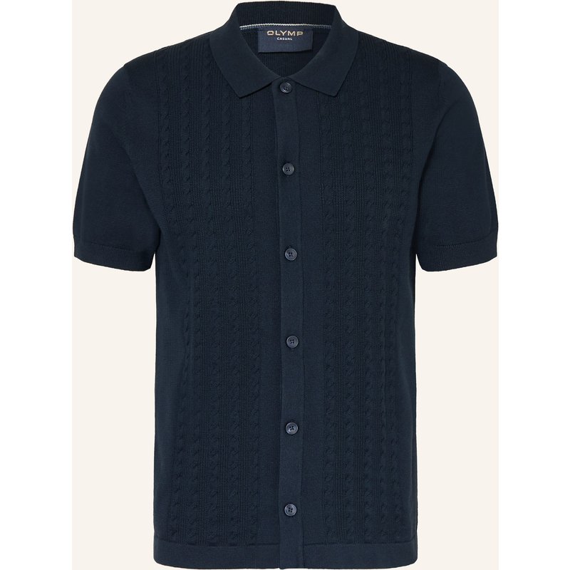 Olymp Strickhemd Casual Regular Fit blau