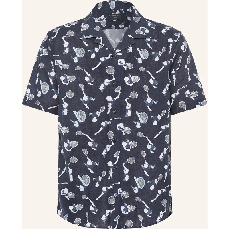 Olymp Resorthemd Comfort Fit Mit Leinen blau