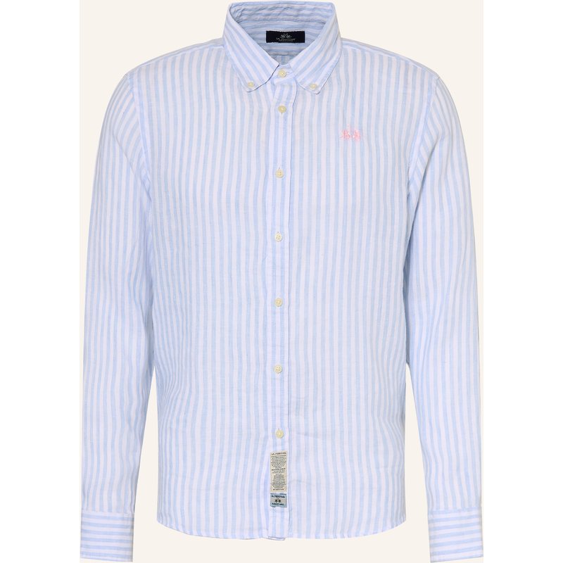 La Martina Leinenhemd Regular Fit blau