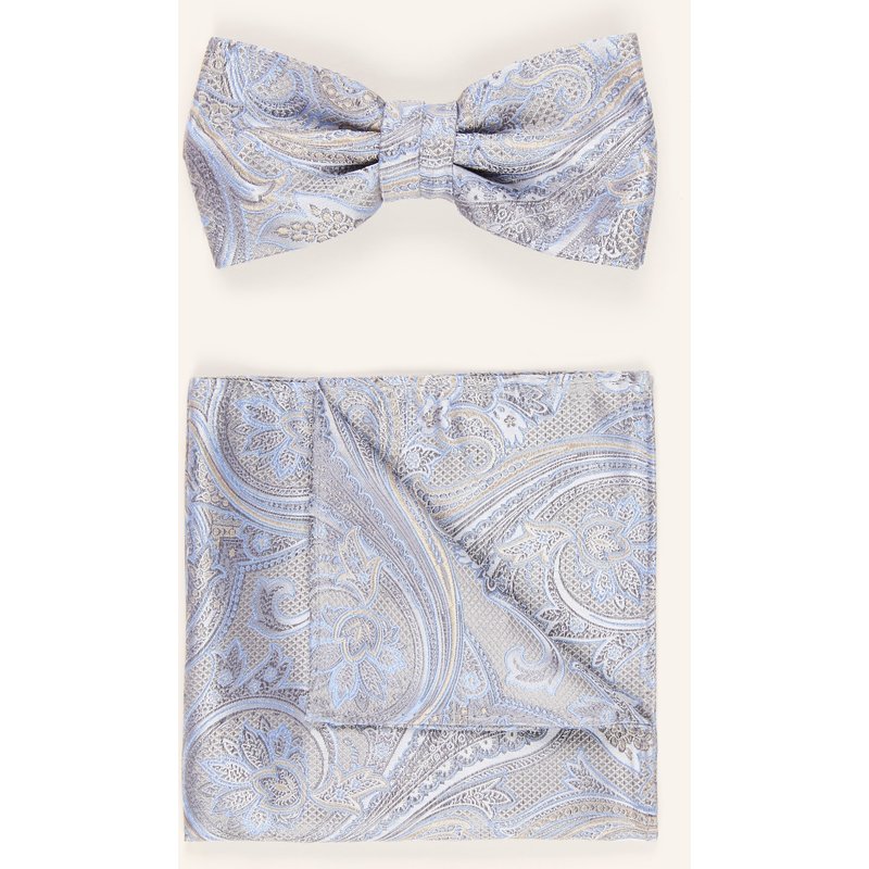 Prince Bowtie Set: Fliege Und Einstecktuch grau