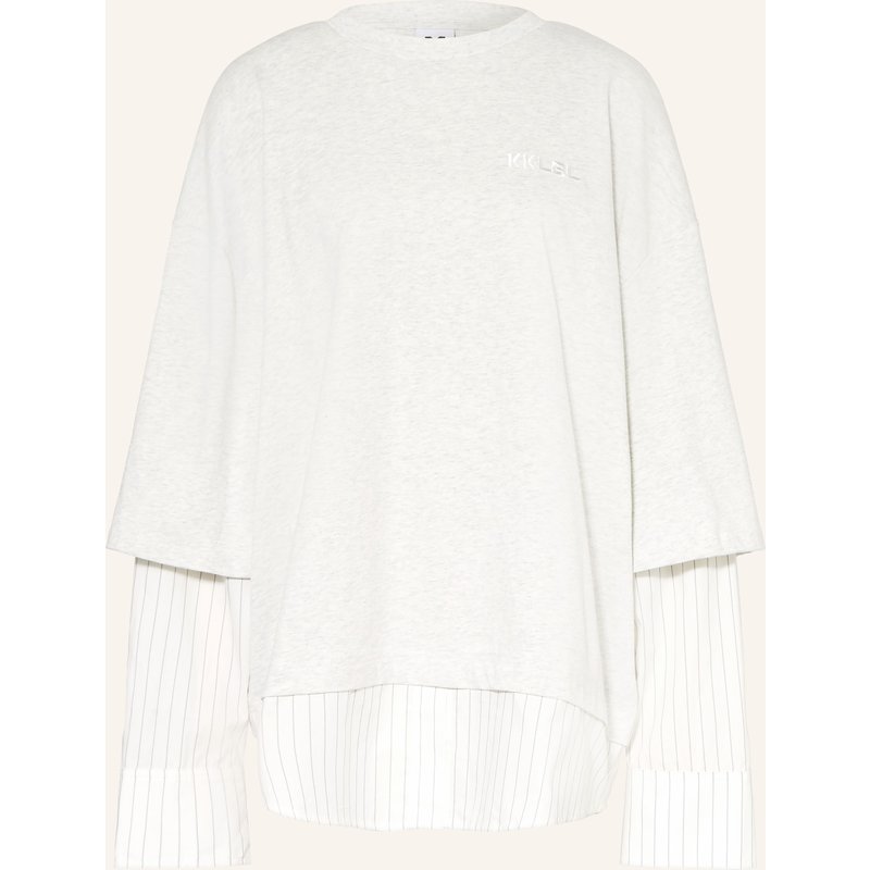 Karo Kauer Oversized-Longsleeve Im Materialmix grau