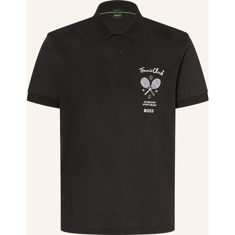Boss Mesh-Poloshirt Member schwarz