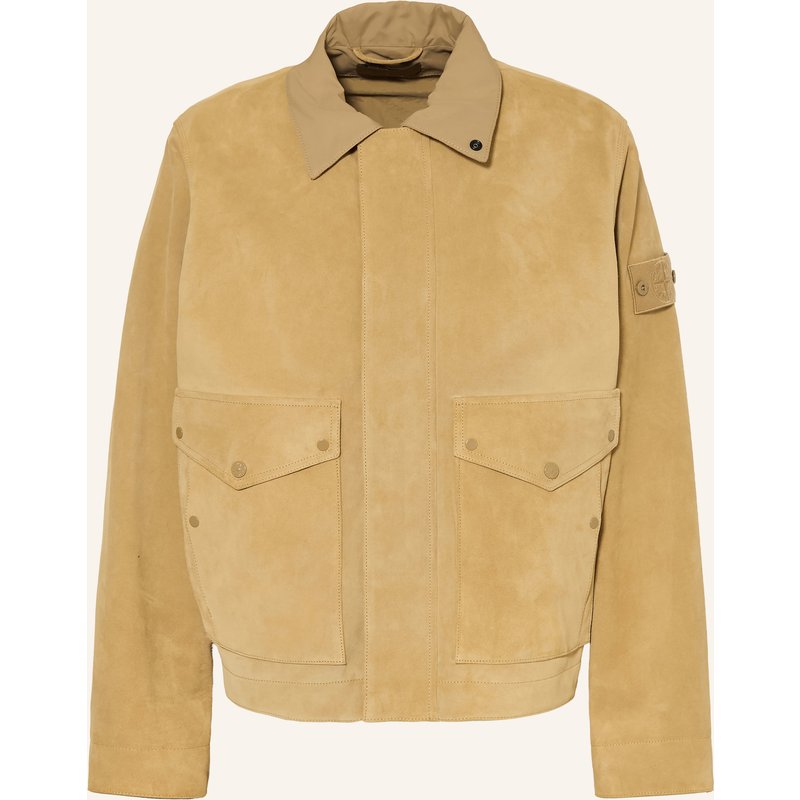 Stone Island Lederjacke Ghost beige