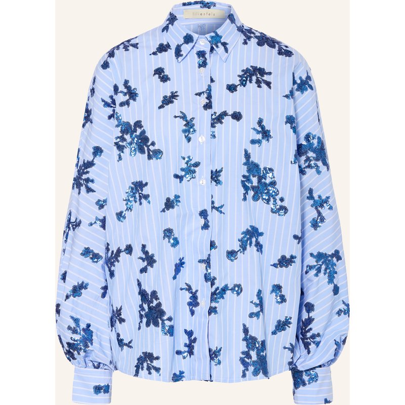 Lilienfels Oversized-Hemdbluse Mit Pailletten blau