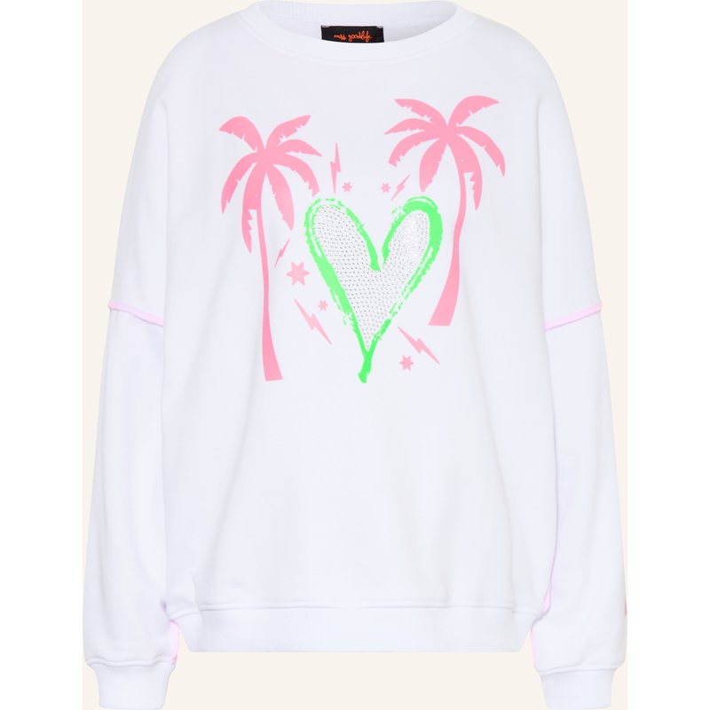 Miss Goodlife Oversized-Sweatshirt Mit Schmucksteinen weiss