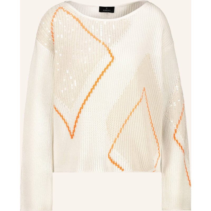 Monari Pullover Mit Pailletten weiss