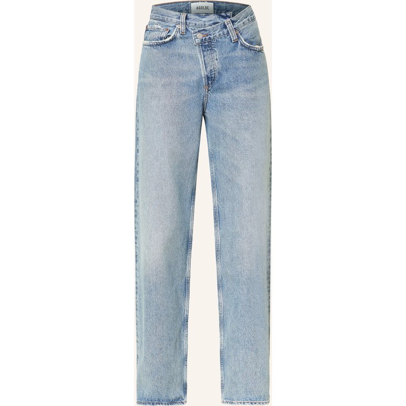 Agolde Straight Jeans Arc Criss Cross blau