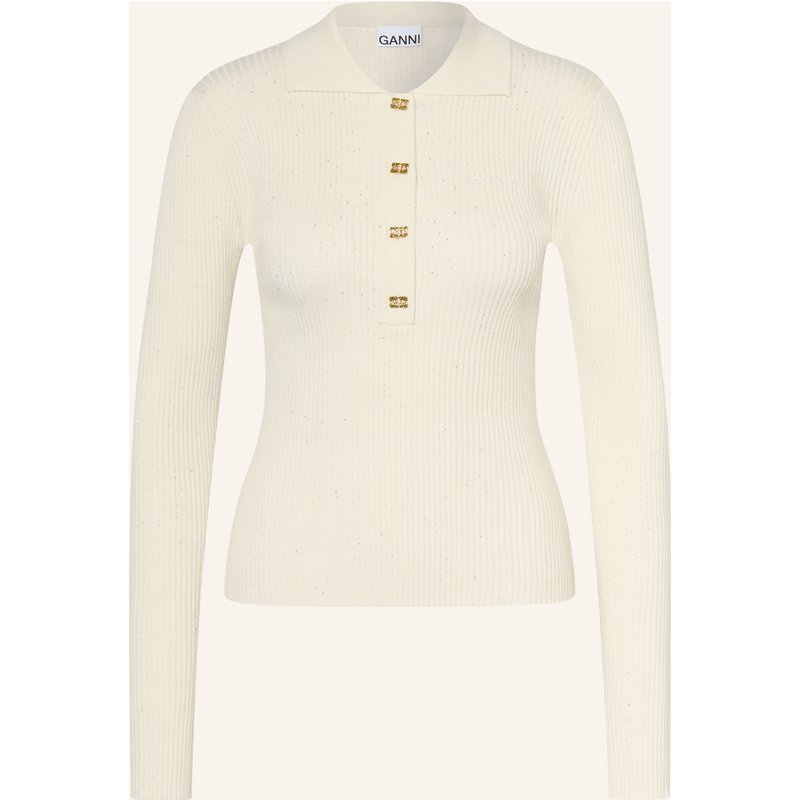Ganni Strick-Poloshirt Mit Pailletten beige