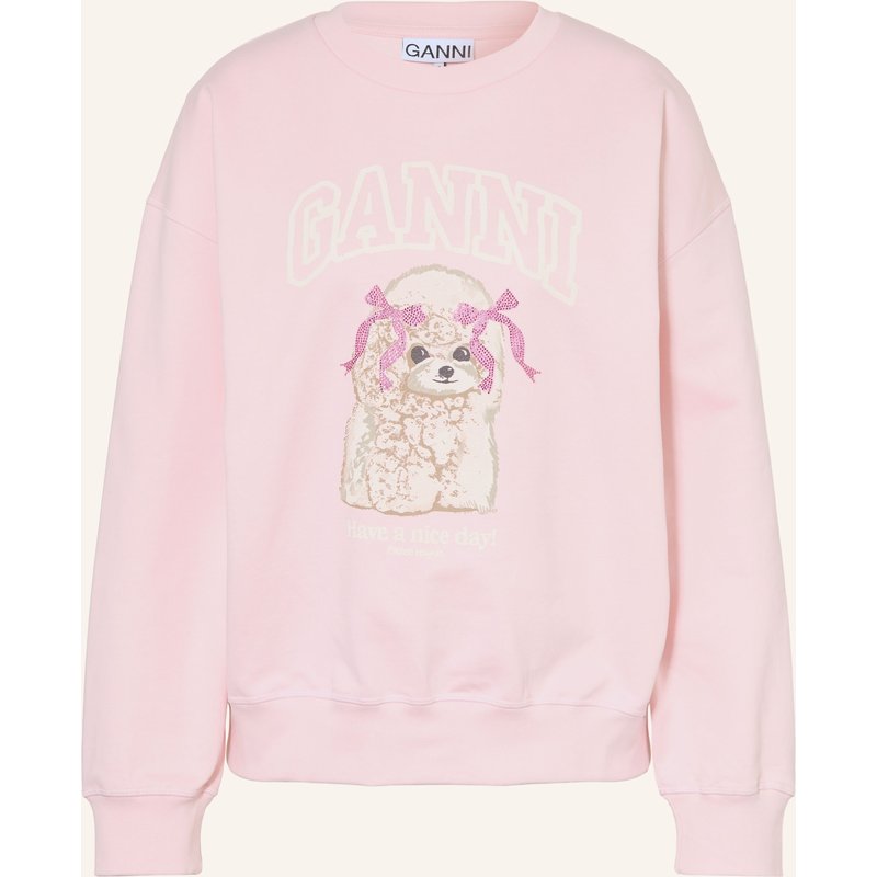 Ganni Sweatshirt Mit Schmucksteinen rosa