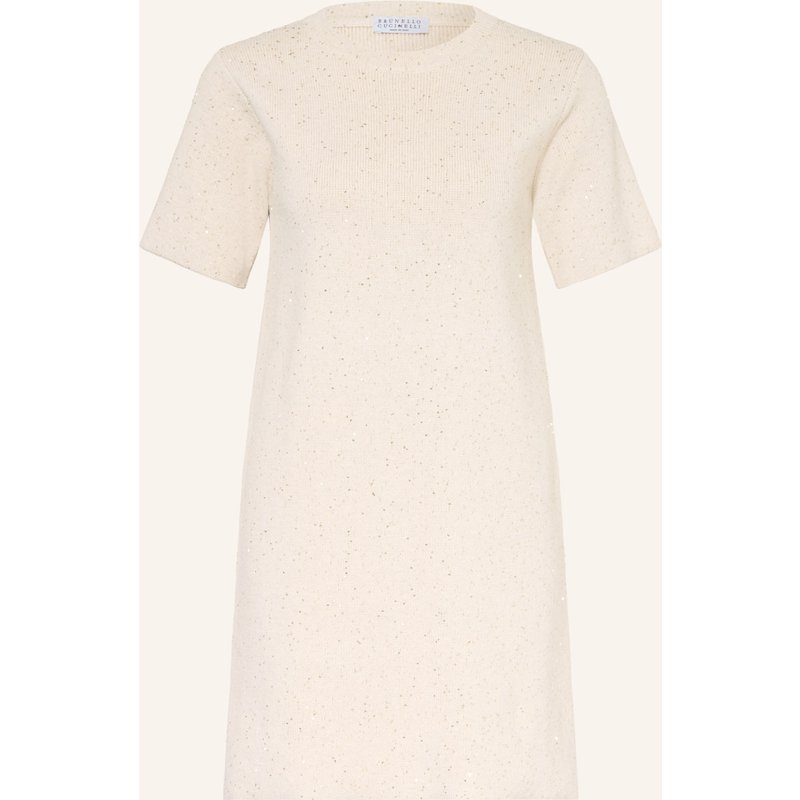 Brunello Cucinelli Strickkleid Mit Pailletten beige