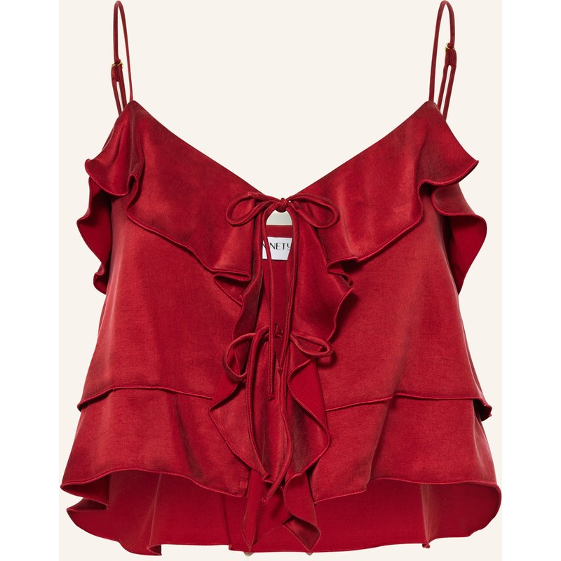 Ninety-9 Cropped-Top Romantic Mit Volants rot