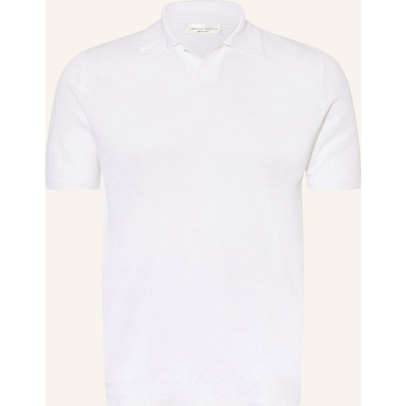 Roberto Collina Strick-Poloshirt Aus Leinen weiss