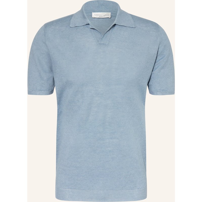 Roberto Collina Strick-Poloshirt Aus Leinen blau