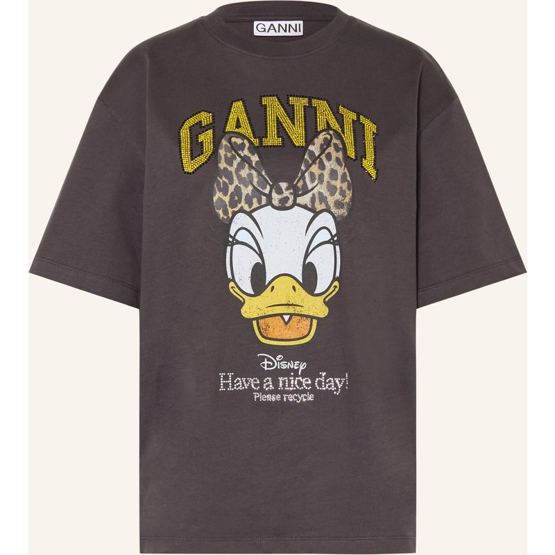 Ganni T-Shirt Mit Schmucksteinen grau