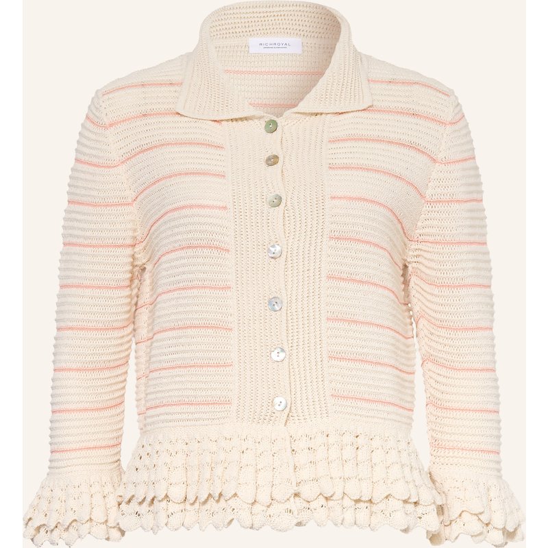 Rich & Royal Strickjacke Mit Glitzergarn weiss