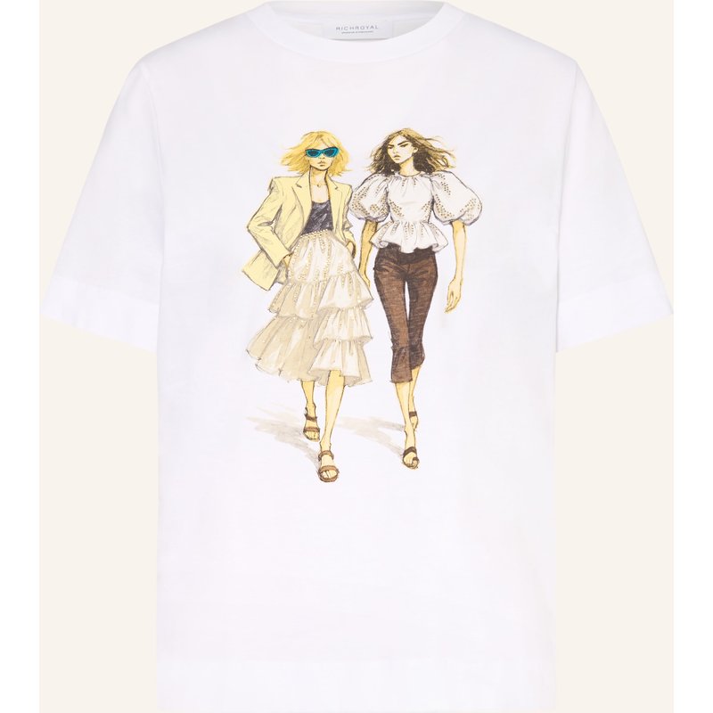 Rich & Royal T-Shirt Mit Schmucksteinen weiss