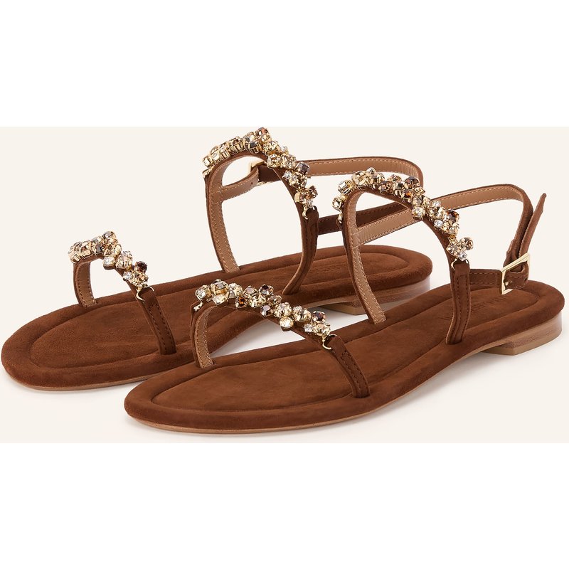 Viamercanti Sandalen Mit Schmucksteinbesatz braun