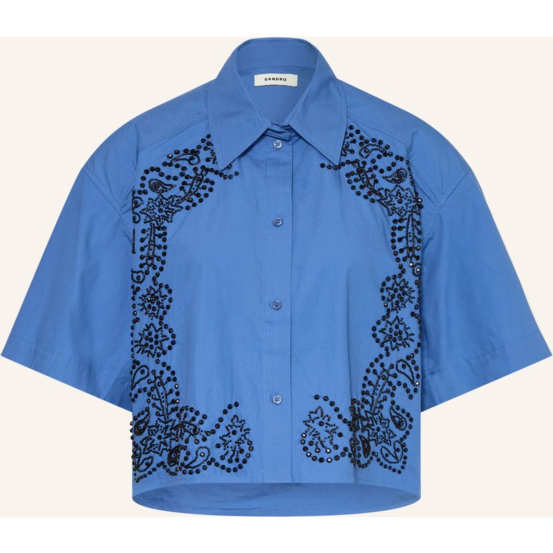 Sandro Hemdbluse Mit Schmucksteinen blau