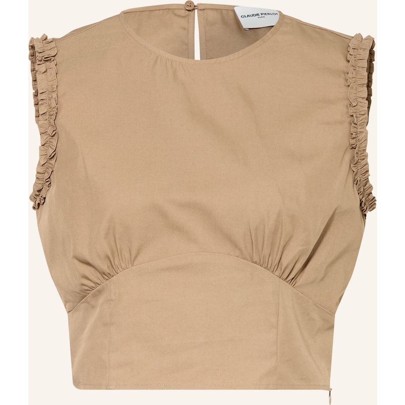 Claudie Pierlot Cropped-Top Mit Rüschen beige