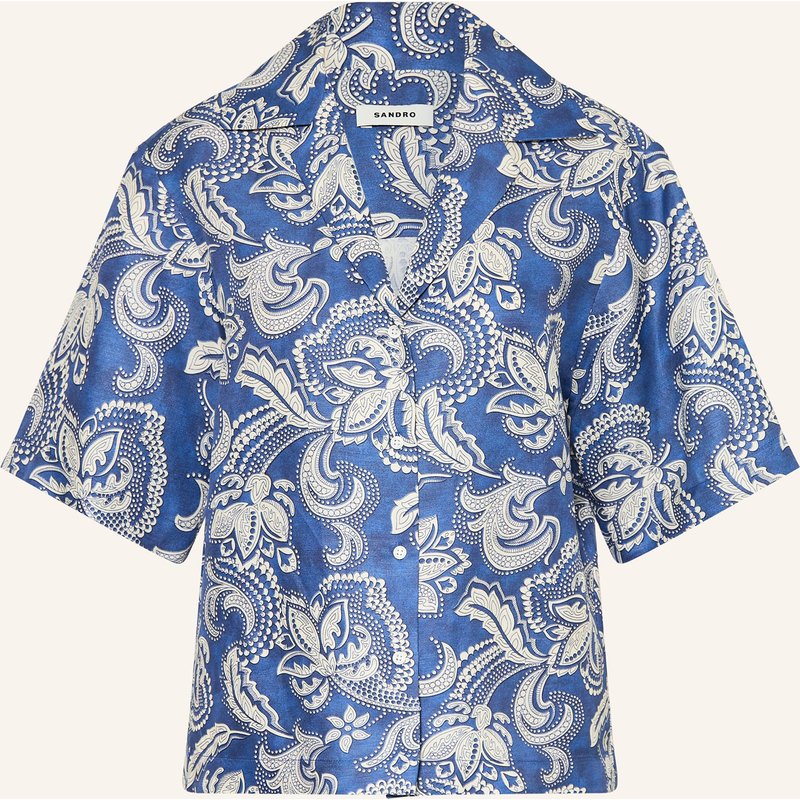 Sandro Bluse Mit Leinen Und 3/4-Arm blau