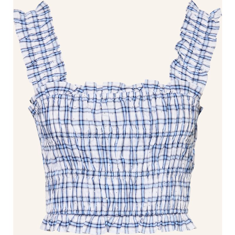 Maje Cropped-Top Mit Schmucksteinen Und Rüschen blau