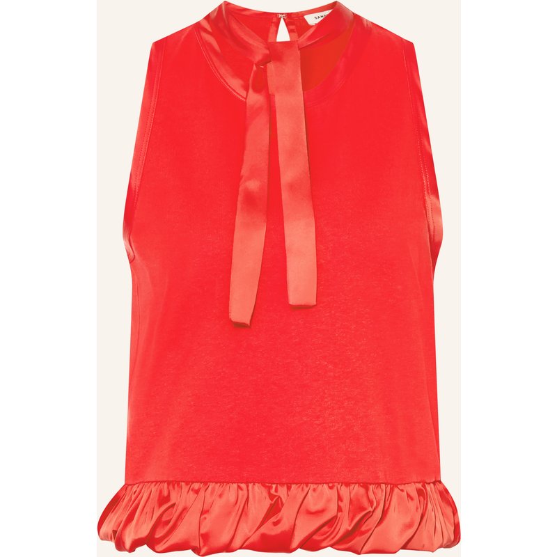 Sandro Top Im Materialmix Mit Schluppe rot