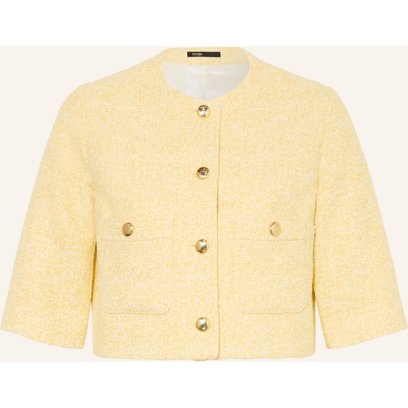 Maje Kastenjacke Aus Bouclé Mit Glitzergarn gelb