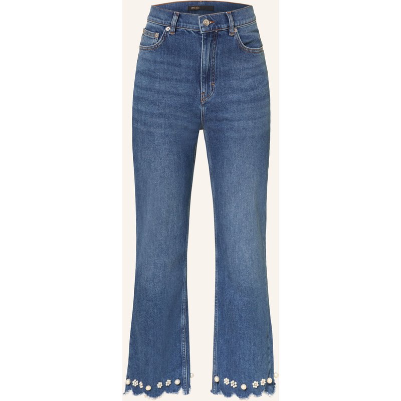 Maje Straight Jeans Mit Schmuckperlen Und Schmucksteinen blau