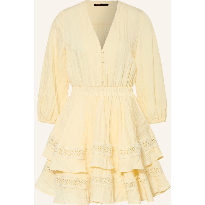 Maje Kleid Mit 3/4-Arm Und Spitze gelb