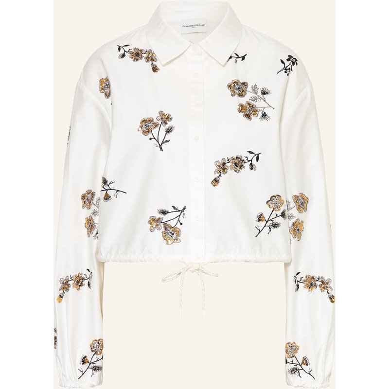 Claudie Pierlot Hemdbluse Mit Schmucksteinen Und Pailletten weiss