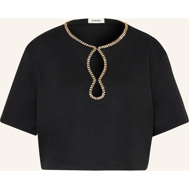 Sandro Cropped-Shirt Mit Schmucksteinen schwarz