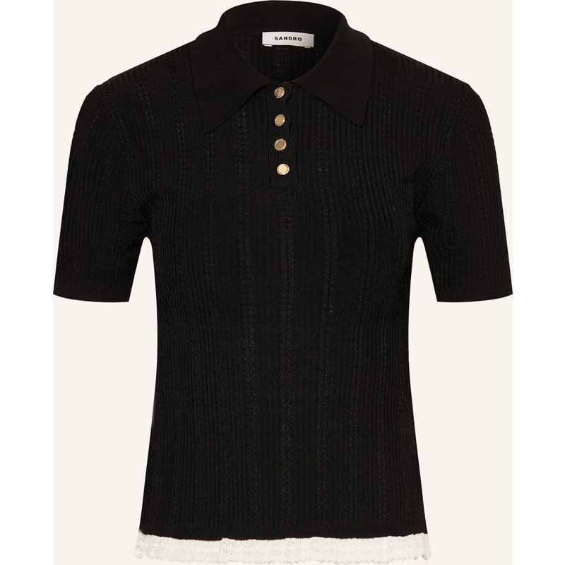 Sandro Strick-Poloshirt schwarz