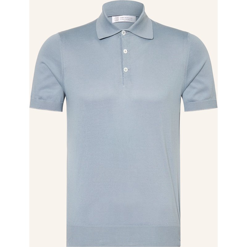 Brunello Cucinelli Jersey-Poloshirt blau