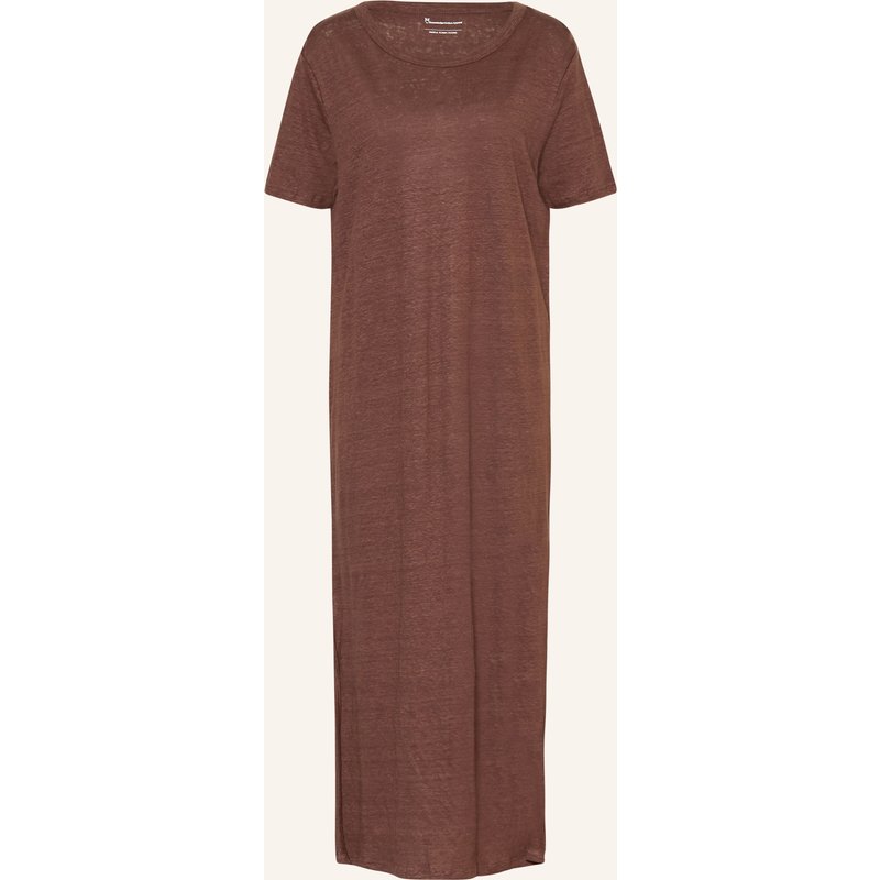 Knowledgecotton Apparel Leinenkleid braun