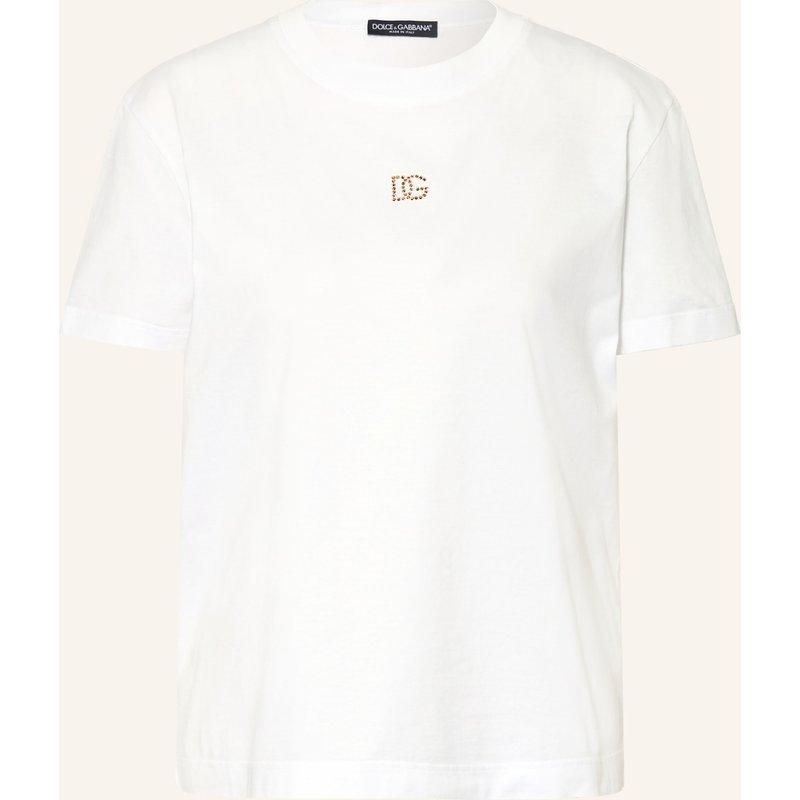 Dolce & Gabbana T-Shirt Mit Schmucksteinen weiss